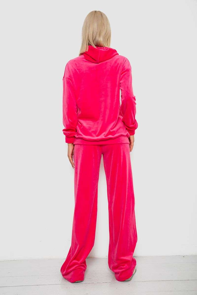 Спортивный костюм женский велюровый свободного кроя, цвет розовый, 241R2001-20 — изображение 4