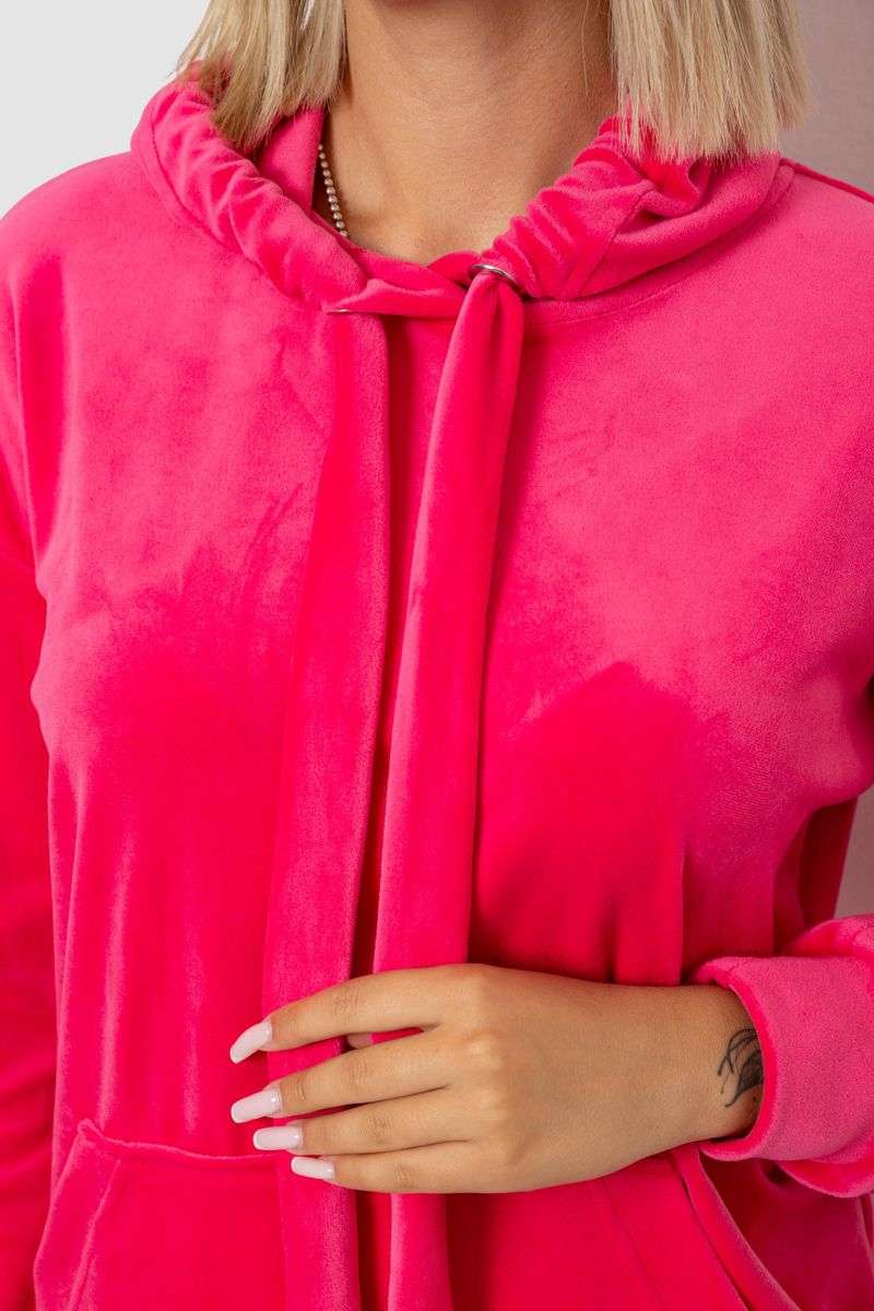 Спортивный костюм женский велюровый свободного кроя, цвет розовый, 241R2001-20 — изображение 5