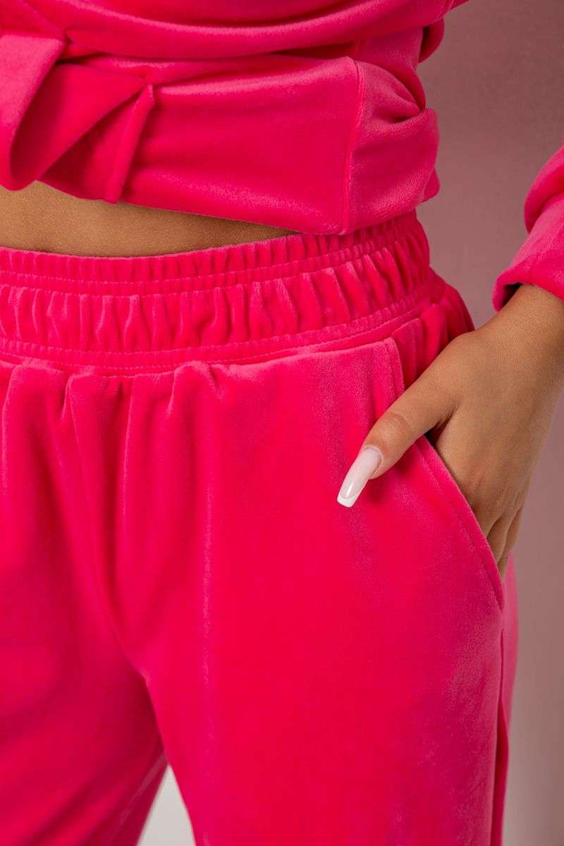 Спортивный костюм женский велюровый свободного кроя, цвет розовый, 241R2001-20 — изображение 7
