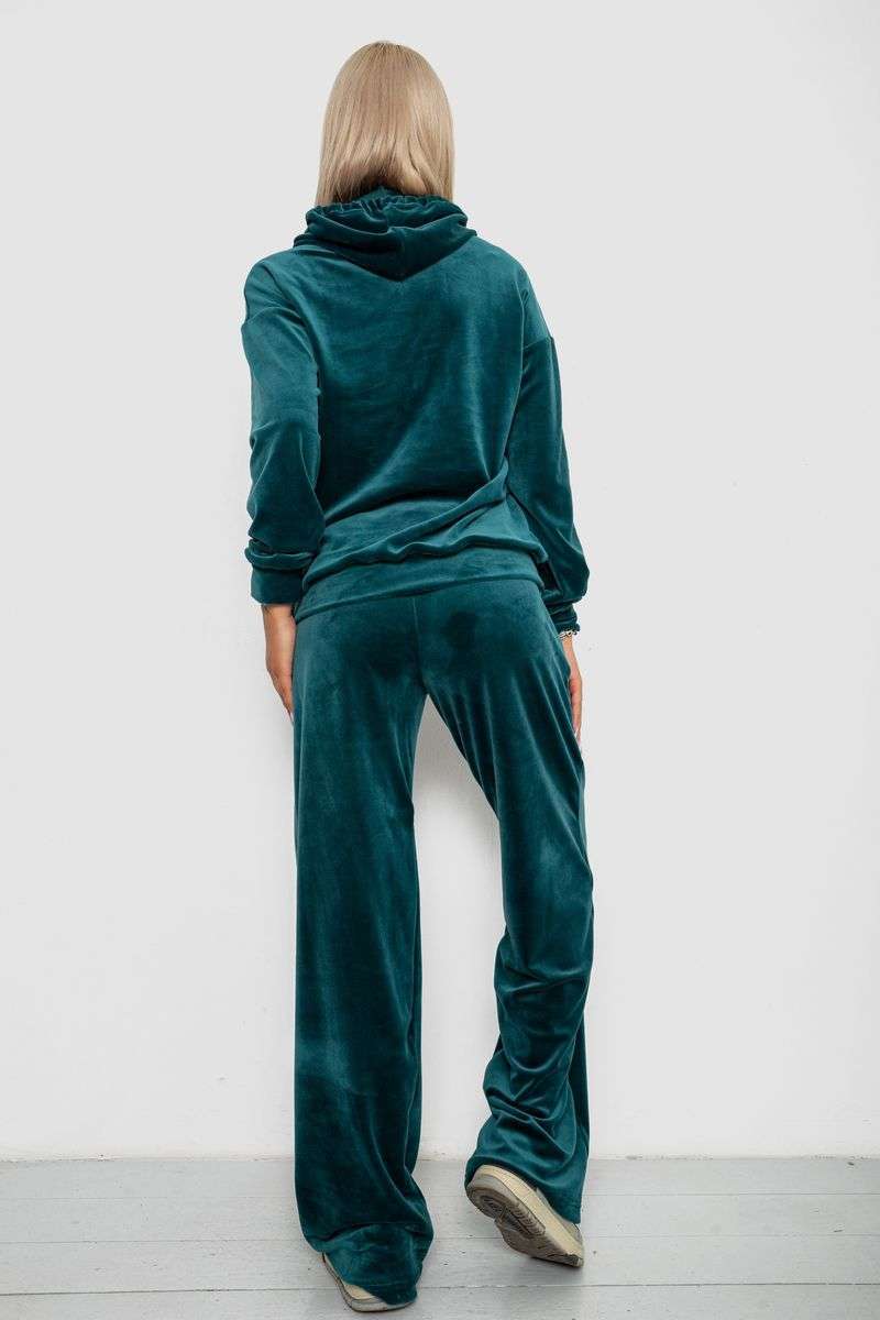 Спортивный костюм женский велюровый свободного кроя, цвет зеленый, 241R2001-20 — изображение 4