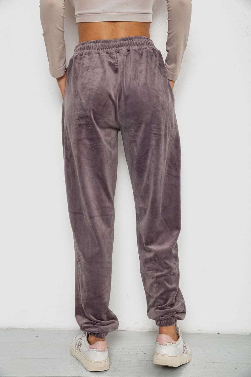 Спортивные штаны велюровые женские на флисе, цвет мокко, 238R58649-1 — изображение 4