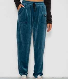 Спортивные штаны велюровые женские на флисе, цвет петроль, 238R58649-1