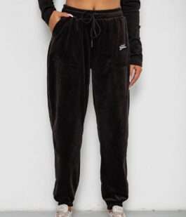 Спортивные штаны велюровые женские на флисе, цвет черный, 238R58649-1