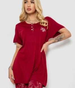 Пижама женская с принтом, цвет бордовый, 243R6890