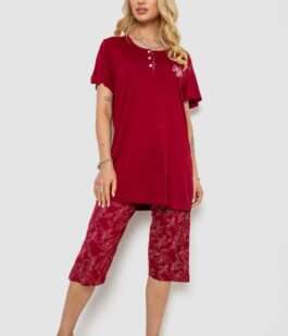 Пижама женская с принтом, цвет бордовый, 243R6890