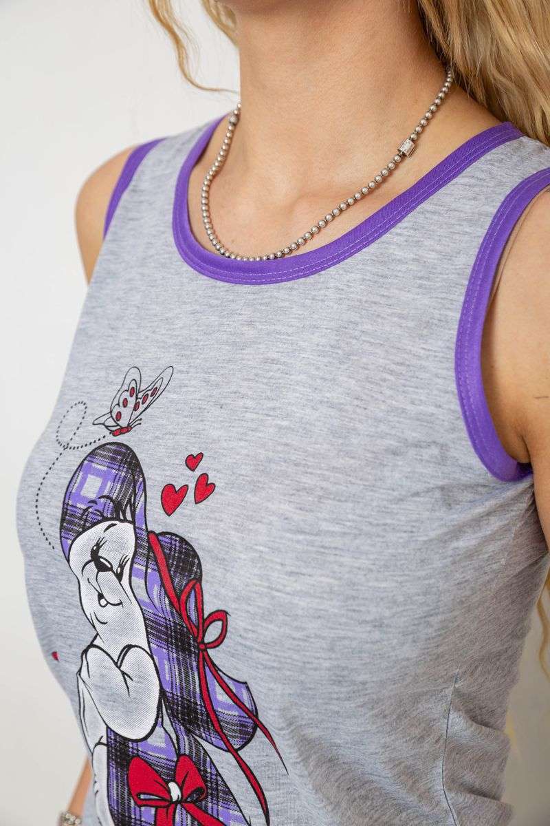 Пижама женская с принтом, цвет серо-сиреневый, 238RB40 — изображение 5