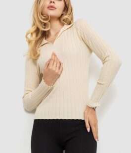 Кофта женская однотонная, цвет светло-бежевый, 204R018