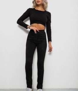 Лосины однотонные, цвет черный, 257R2045