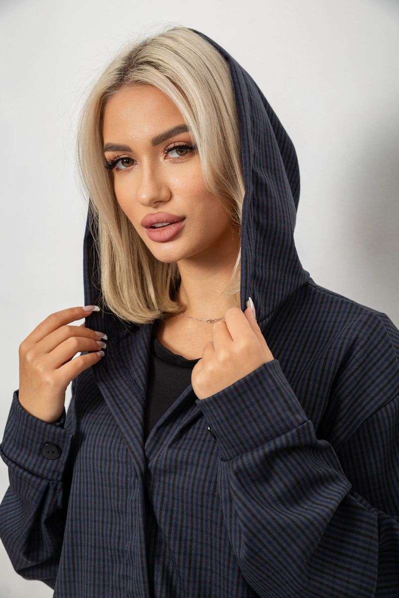 Кардиган женский в клетку, цвет синий, 257R233-1 — изображение 5