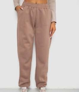 Спортивные штаны женские на флисе, цвет мокко, 238R58671