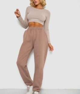 Спортивные штаны женские на флисе, цвет мокко, 238R58671