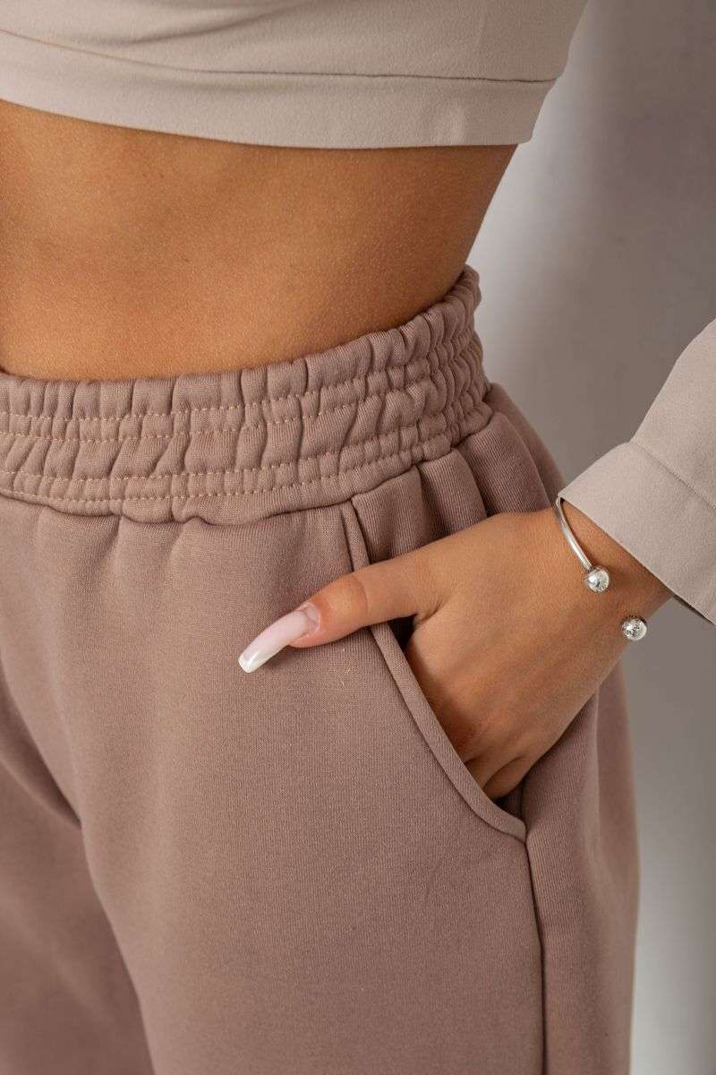 Спортивные штаны женские на флисе, цвет мокко, 238R58671 — изображение 5