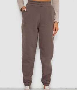 Спортивные штаны женские на флисе, цвет коричневый, 238R58671