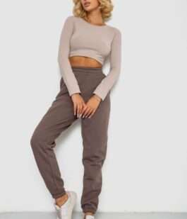 Спортивные штаны женские на флисе, цвет коричневый, 238R58671