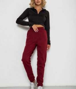 Спортивные штаны женские на флисе, цвет бордовый, 238R58671