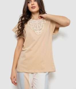 Пижама женская с принтом, цвет бежевый, 243R1600-019