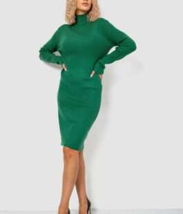 Платье вязаное однотонное, цвет зеленый, 244R664