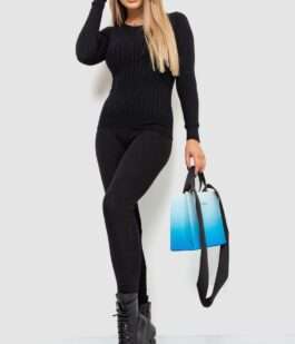 Водолазка женская в рубчик, цвет черный, 204R9031