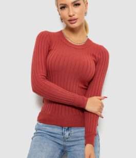 Водолазка женская в рубчик, цвет темно-коралловый, 204R9031