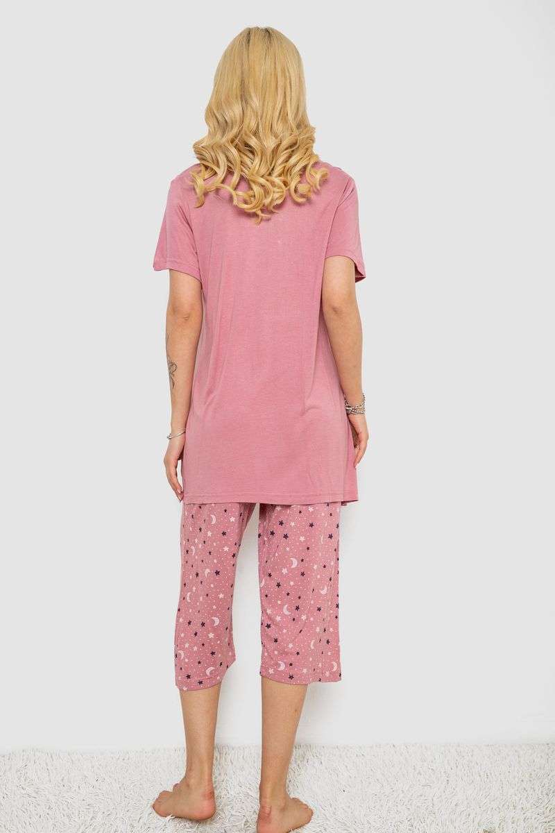 Пижама женская с принтом, цвет пудровый, 243R6998 — изображение 4