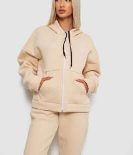 Спортивный костюм женский на флисе, цвет бежевый, 238R5715-1