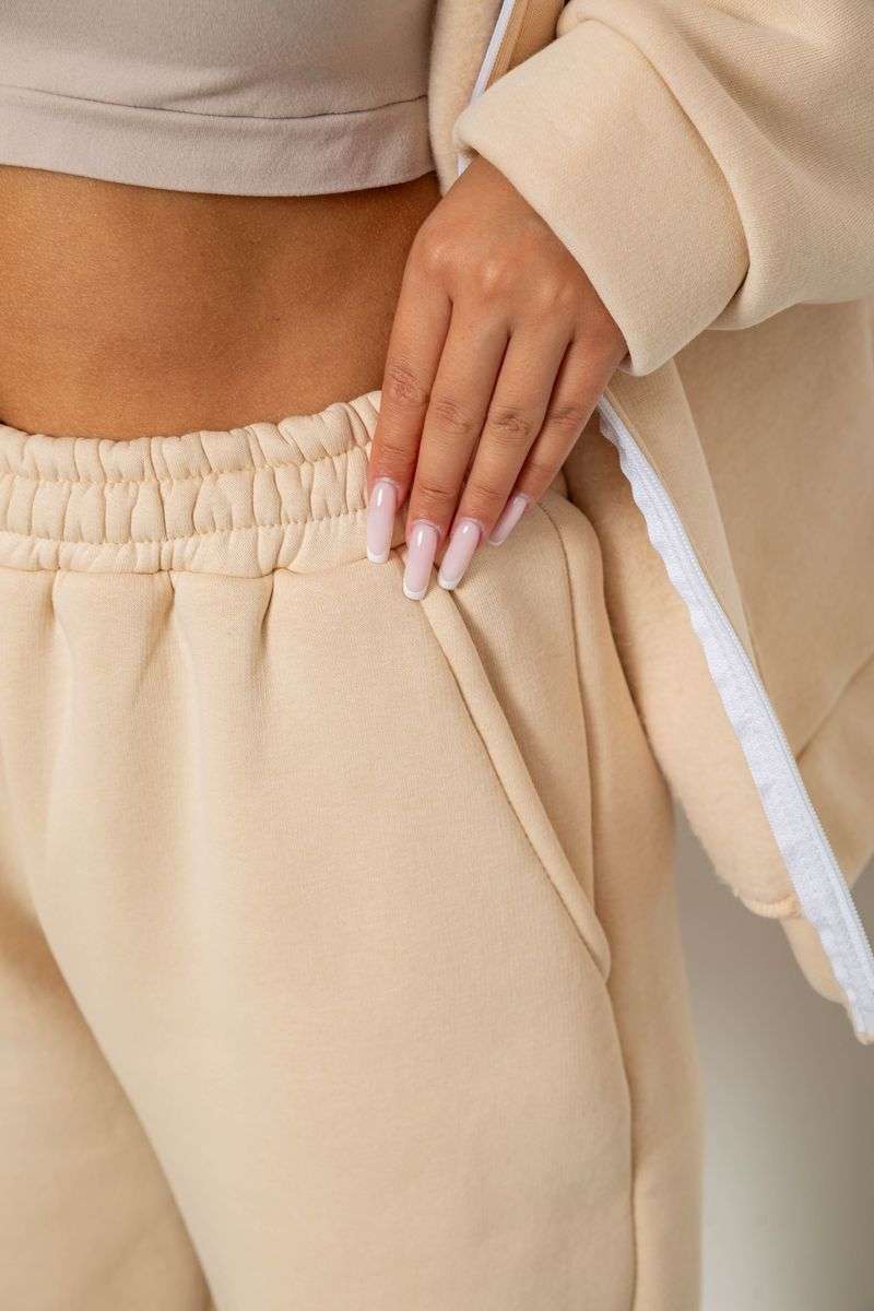 Спортивный костюм женский на флисе, цвет бежевый, 238R5715-1 — изображение 5