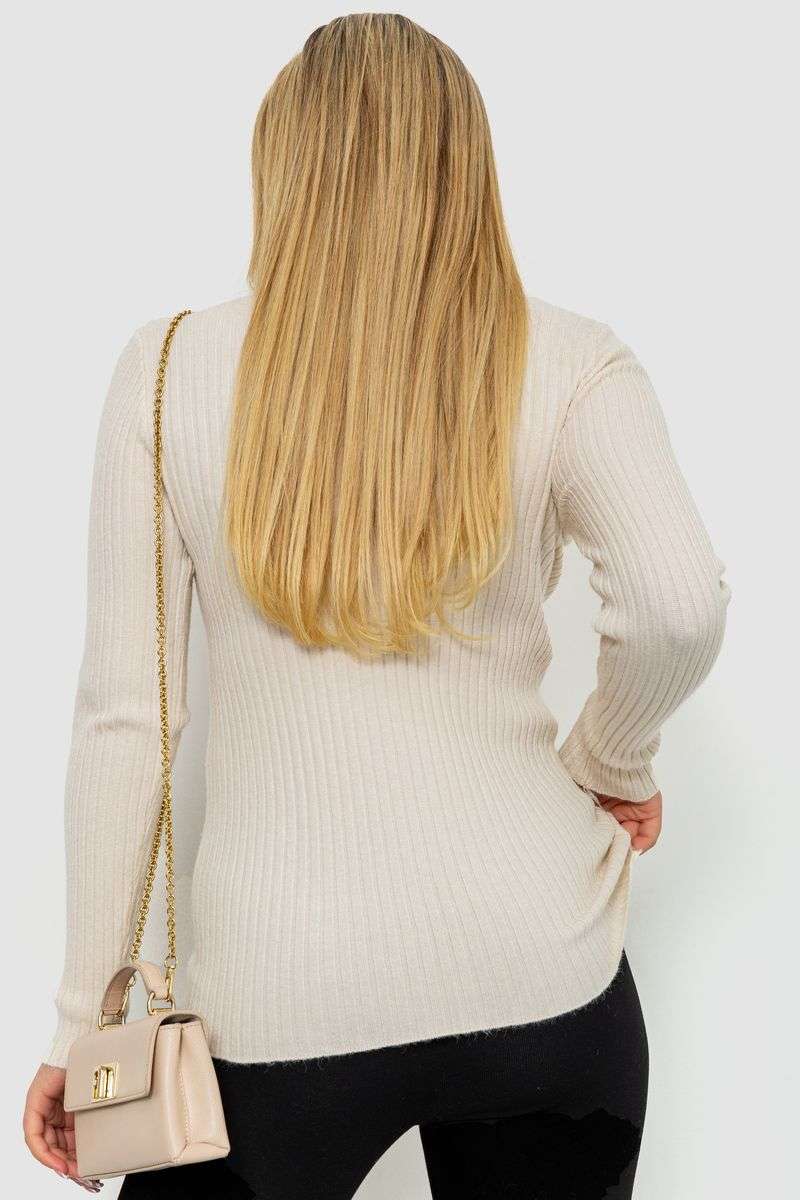 Кофта женская однотонная, цвет светло-бежевый, 244R2031 — изображение 4