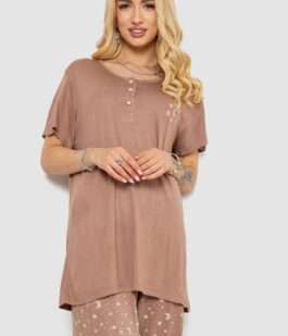 Пижама женская с принтом, цвет мокко, 243R7021