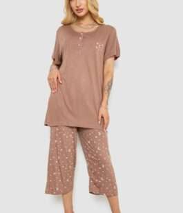 Пижама женская с принтом, цвет мокко, 243R7021