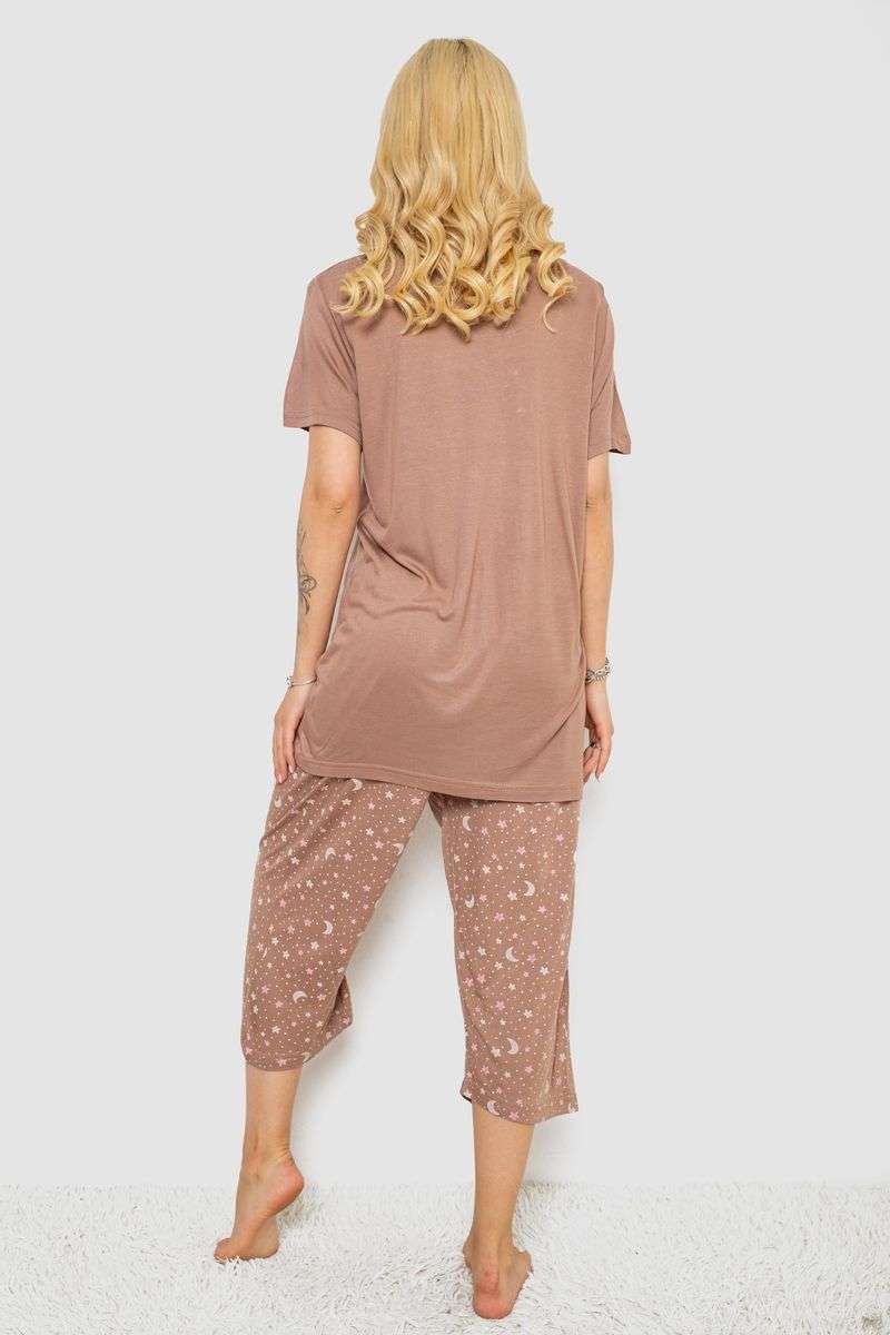 Пижама женская с принтом, цвет мокко, 243R7021 — изображение 4