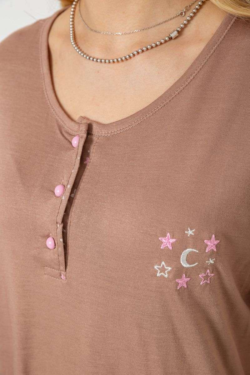 Пижама женская с принтом, цвет мокко, 243R7021 — изображение 5