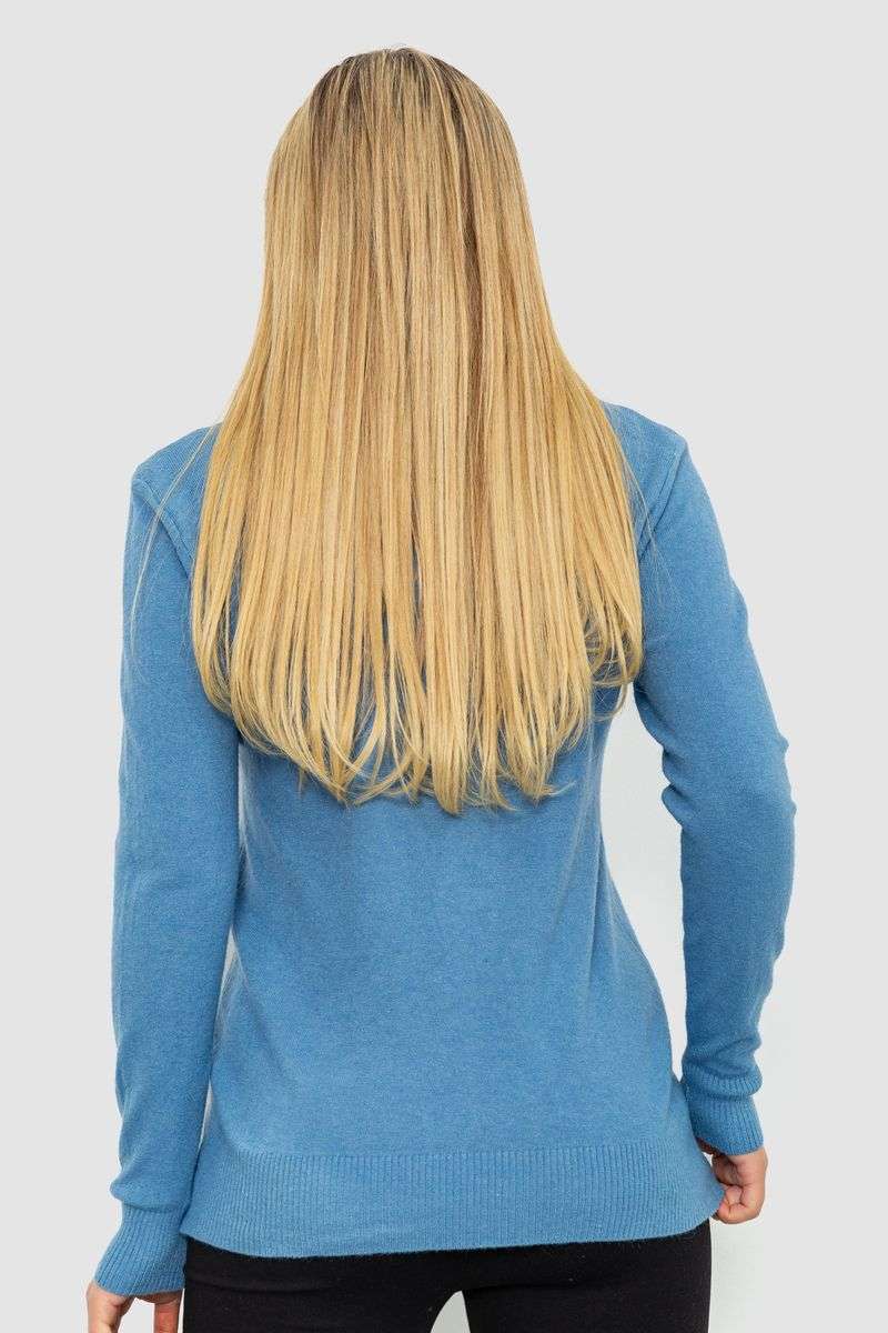 Кофта женский однотонный повседневный, цвет джинс, 244R2033 — изображение 4