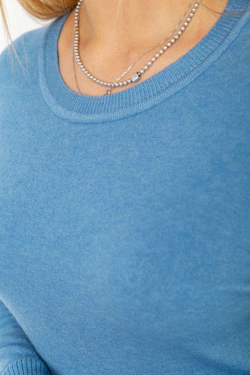 Кофта женский однотонный повседневный, цвет джинс, 244R2033 — изображение 5