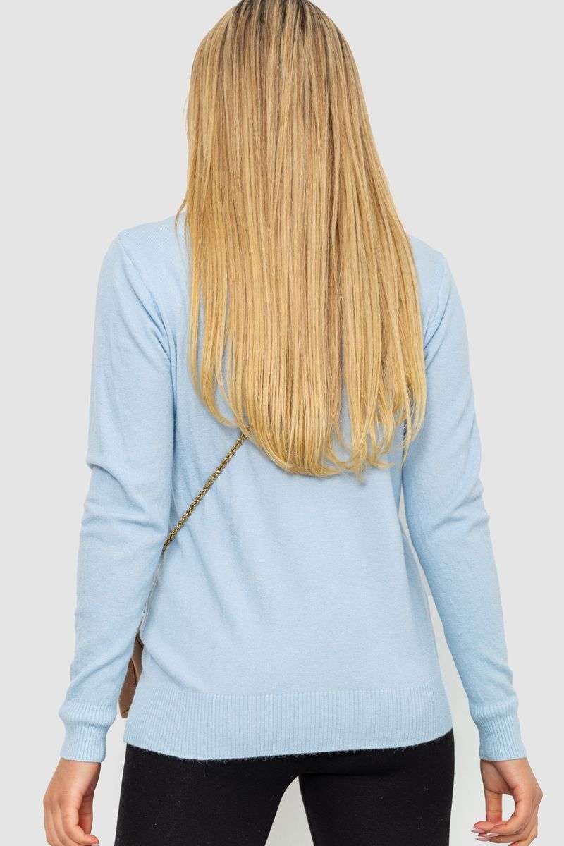Кофта женский однотонный повседневный, цвет светло-голубой, 244R2033 — изображение 4