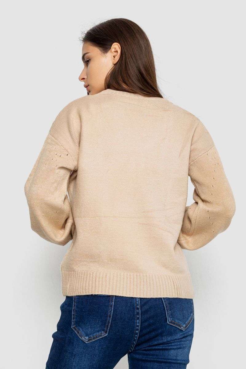 Свитер женский, цвет светло-бежевый, 244R2026-8 — изображение 4
