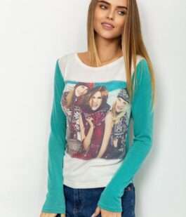 Свитшот женский с принтом, цвет оливково-молочный, 167R731