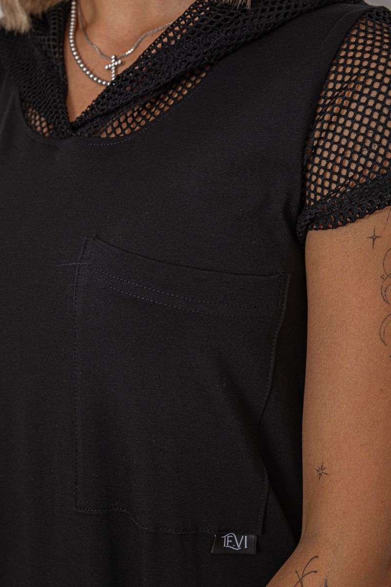 Платье с капюшоном, цвет черный, 102R5261 — изображение 4