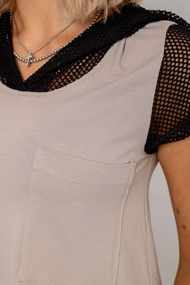 Платье с капюшоном, цвет бежевый, 102R5261 — изображение 4