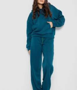 Спортивный костюм женский на флисе, цвет изумрудный, 241R2001-2