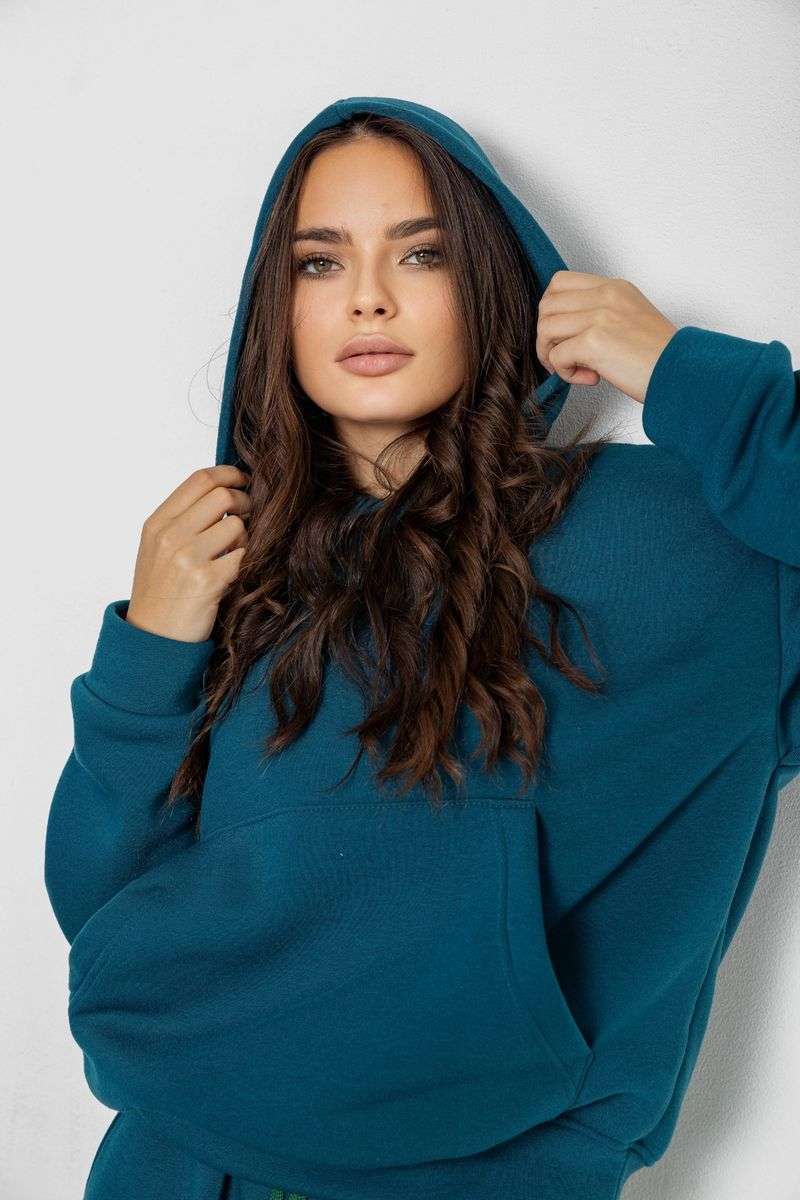 Спортивный костюм женский на флисе, цвет изумрудный, 241R2001-2 — изображение 5