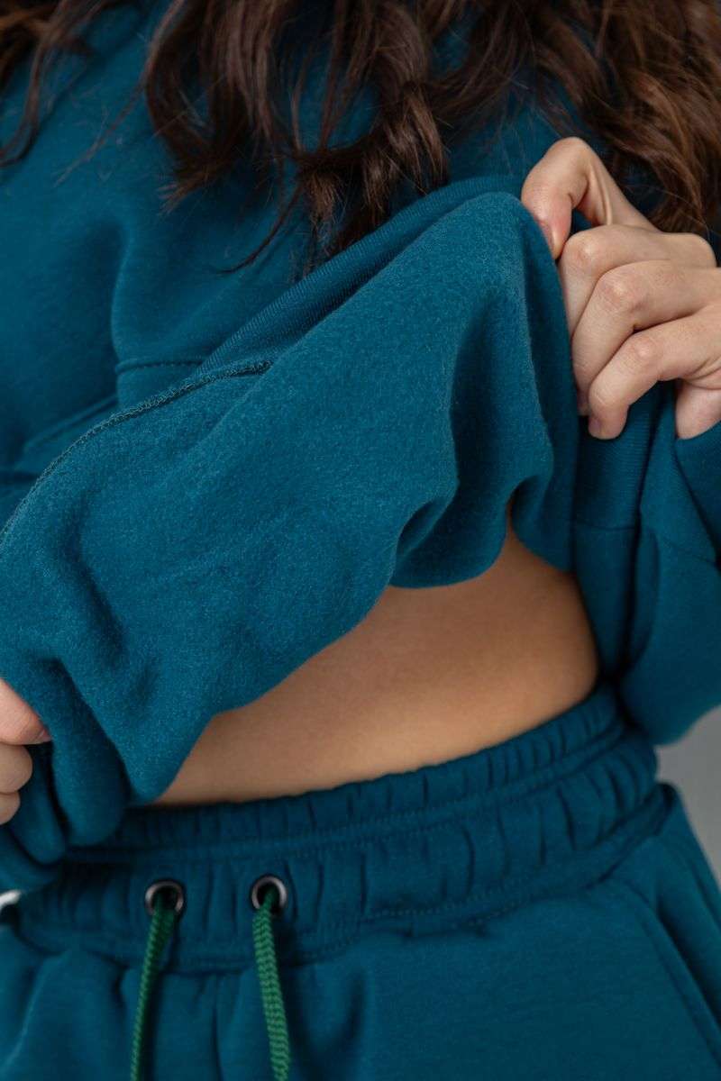 Спортивный костюм женский на флисе, цвет изумрудный, 241R2001-2 — изображение 7