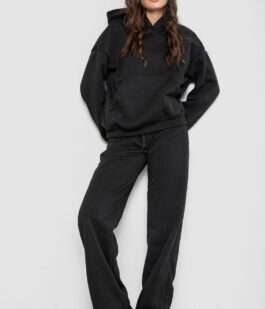 Спортивный костюм женский на флисе, цвет черный, 241R2001-2