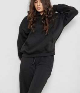 Спортивный костюм женский на флисе, цвет черный, 241R2001-2