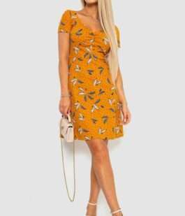 Платье с принтом повседневное, цвет коричневый, 244R283