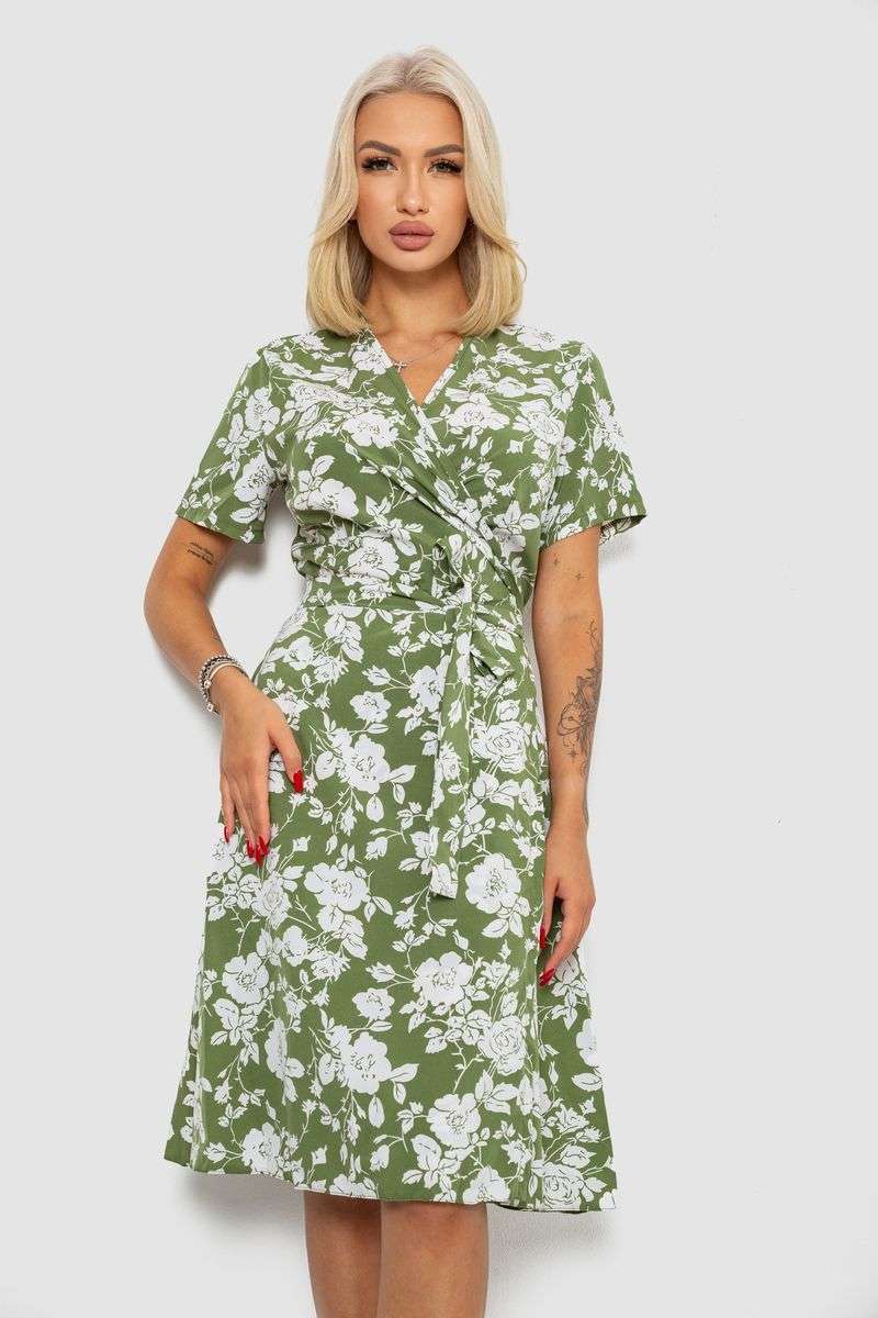 Платье софт на запах с принтом