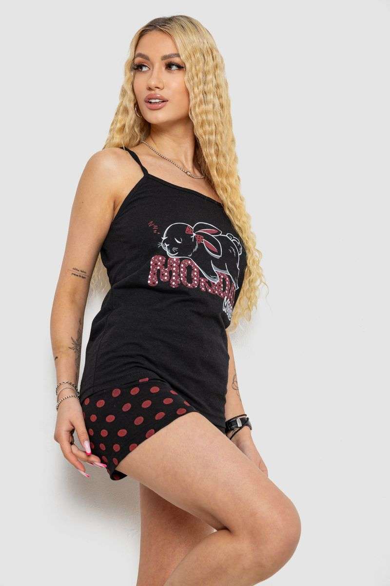 Пижама женская с принтом 238R2936, цвет Черный — изображение 3