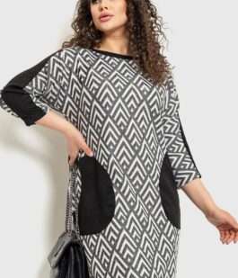 Платье классическое, цвет черно-белый, 183R701