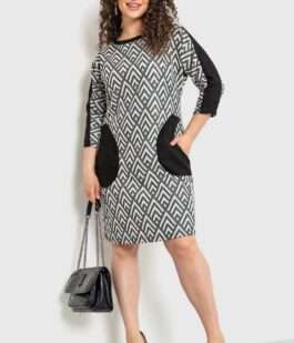 Платье классическое, цвет черно-белый, 183R701