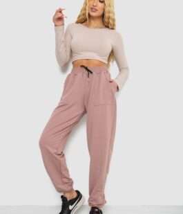 Спортивные штаны женские, цвет пудровый, 238R115