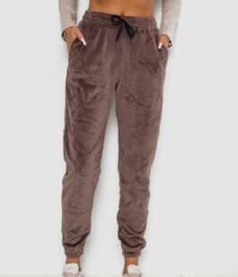 Спортивные штаны велюровые женские на флисе, цвет мокко, 238R58644